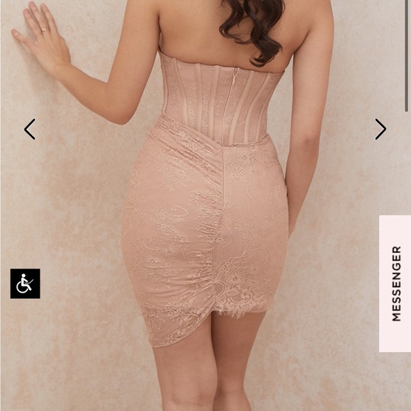 House of CB Czarina Dress Nude Lace Mini Dress Strapless Size XS New With Tags - Picture 4 of 11